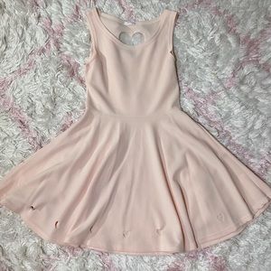 Pink heart cut out mini dress